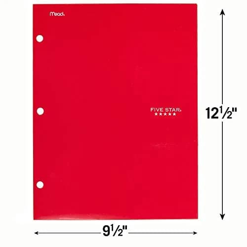 Five Star 4 Pocket Folder Red | Holds Letter Size (8.5" x 11") Sheets | 3-Hole Punched for Binders thumbnail 6