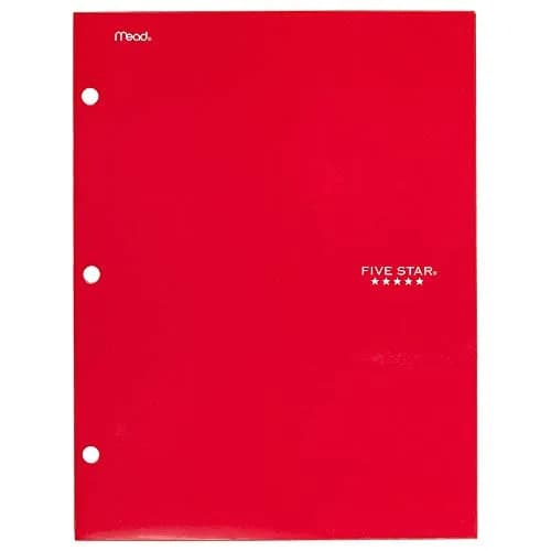 Five Star 4 Pocket Folder Red | Holds Letter Size (8.5" x 11") Sheets | 3-Hole Punched for Binders thumbnail 1