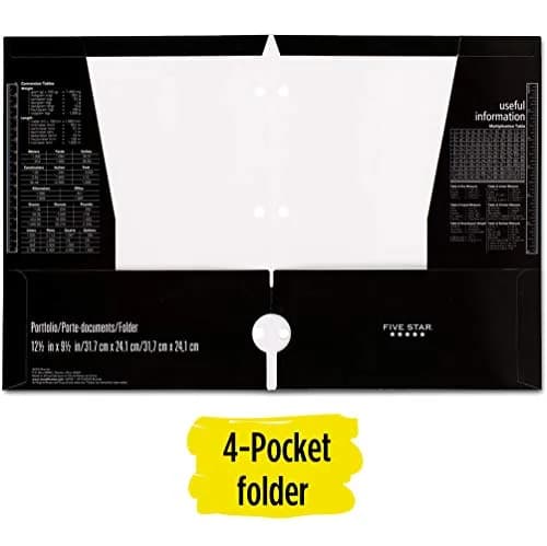 Five Star 4 Pocket Folder Black 1 Folder | Holds Letter Size Papers thumbnail 2