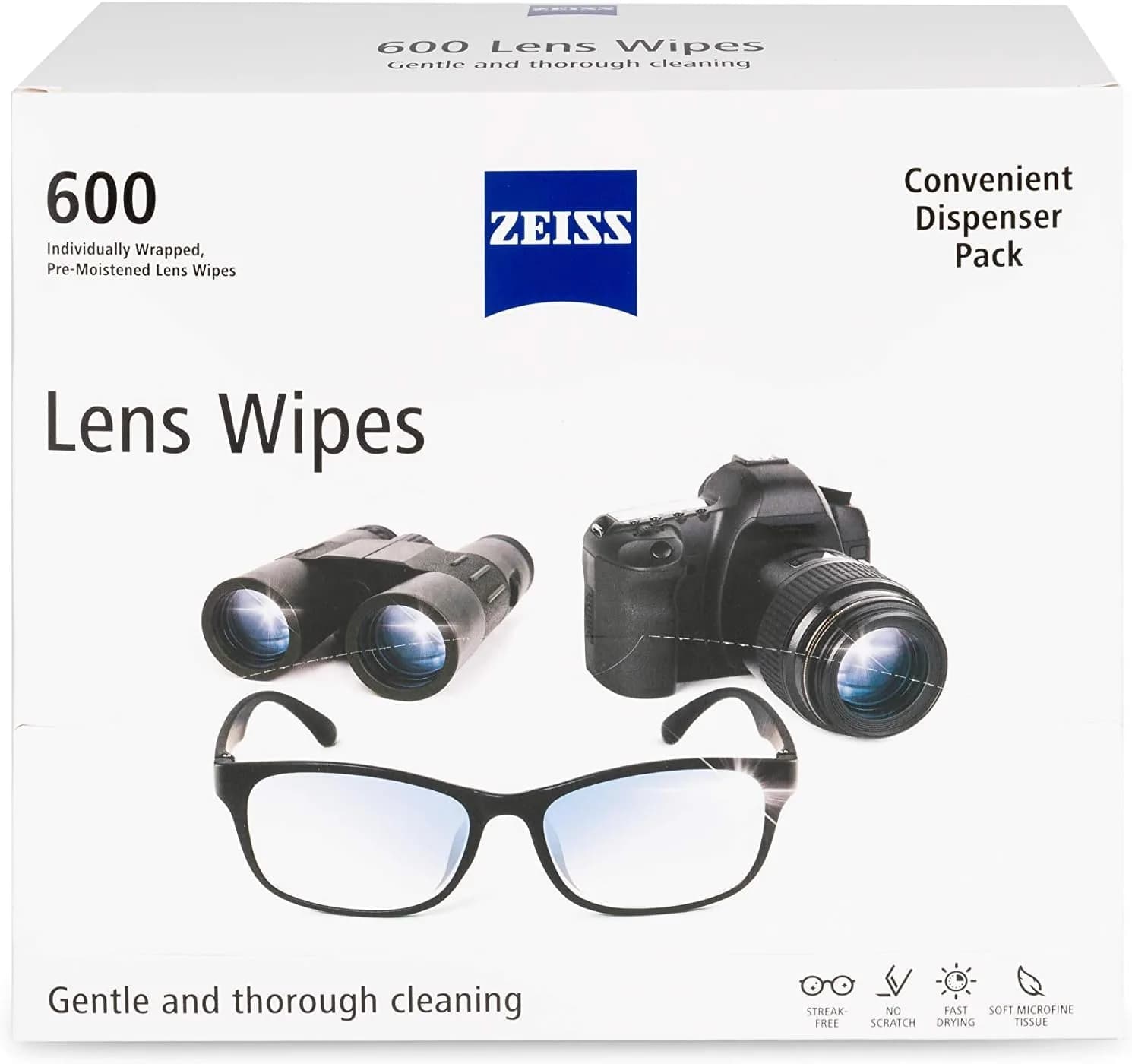 ZEISS Pre-Moistened Lens Cleaning Wipes 600 Count | Streak-Free Clarity for All Optics - main product image
