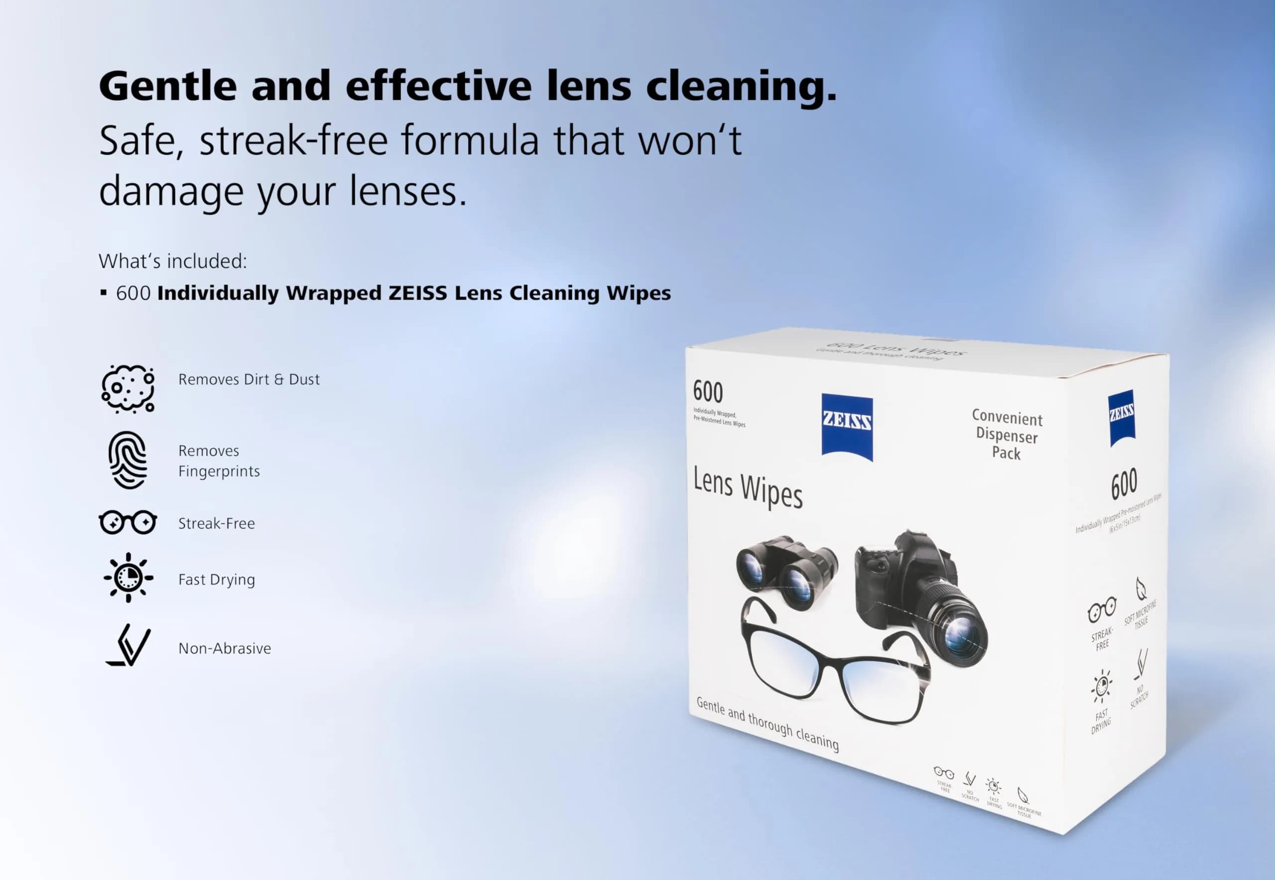 ZEISS Pre-Moistened Lens Cleaning Wipes 600 Count | Streak-Free Clarity for All Optics - view 7