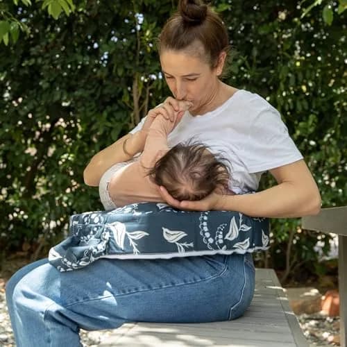 My Brest Friend Original Nursing Pillow Navy Bluebells | Ergonomic Support for Mom & Baby thumbnail 2
