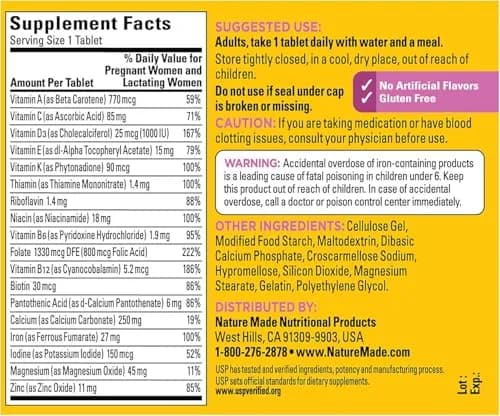Nature Made Prenatal Multi Dietary Supplement 90 Tablets Pack of 2 | Supports Maternal & Fetal Wellness thumbnail 5