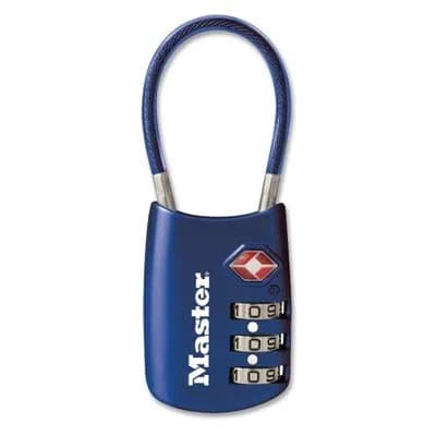 Master Lock 4688BLUEC Set Your Own Combination TSA Approved Luggage Lock, Travel Zipper Padlock with Vinyl Covered Steel Cable | 30mm Body, 38mm Shackle thumbnail 5