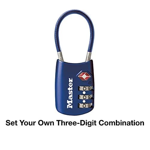 Master Lock 4688BLUEC Set Your Own Combination TSA Approved Luggage Lock, Travel Zipper Padlock with Vinyl Covered Steel Cable | 30mm Body, 38mm Shackle thumbnail 6