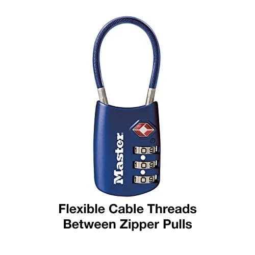 Master Lock 4688BLUEC Set Your Own Combination TSA Approved Luggage Lock, Travel Zipper Padlock with Vinyl Covered Steel Cable | 30mm Body, 38mm Shackle thumbnail 8