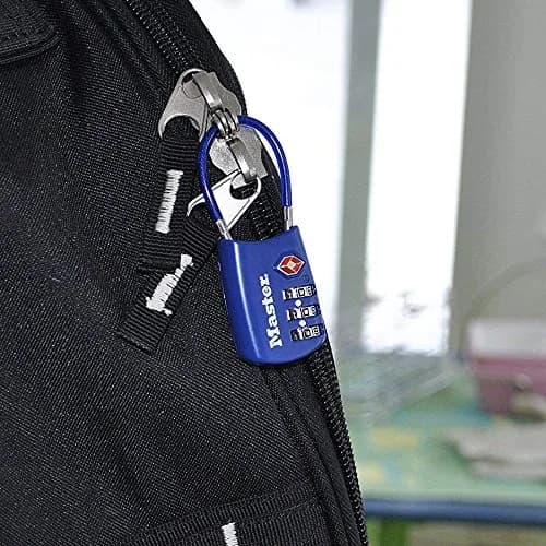 Master Lock 4688BLUEC Set Your Own Combination TSA Approved Luggage Lock, Travel Zipper Padlock with Vinyl Covered Steel Cable | 30mm Body, 38mm Shackle thumbnail 2