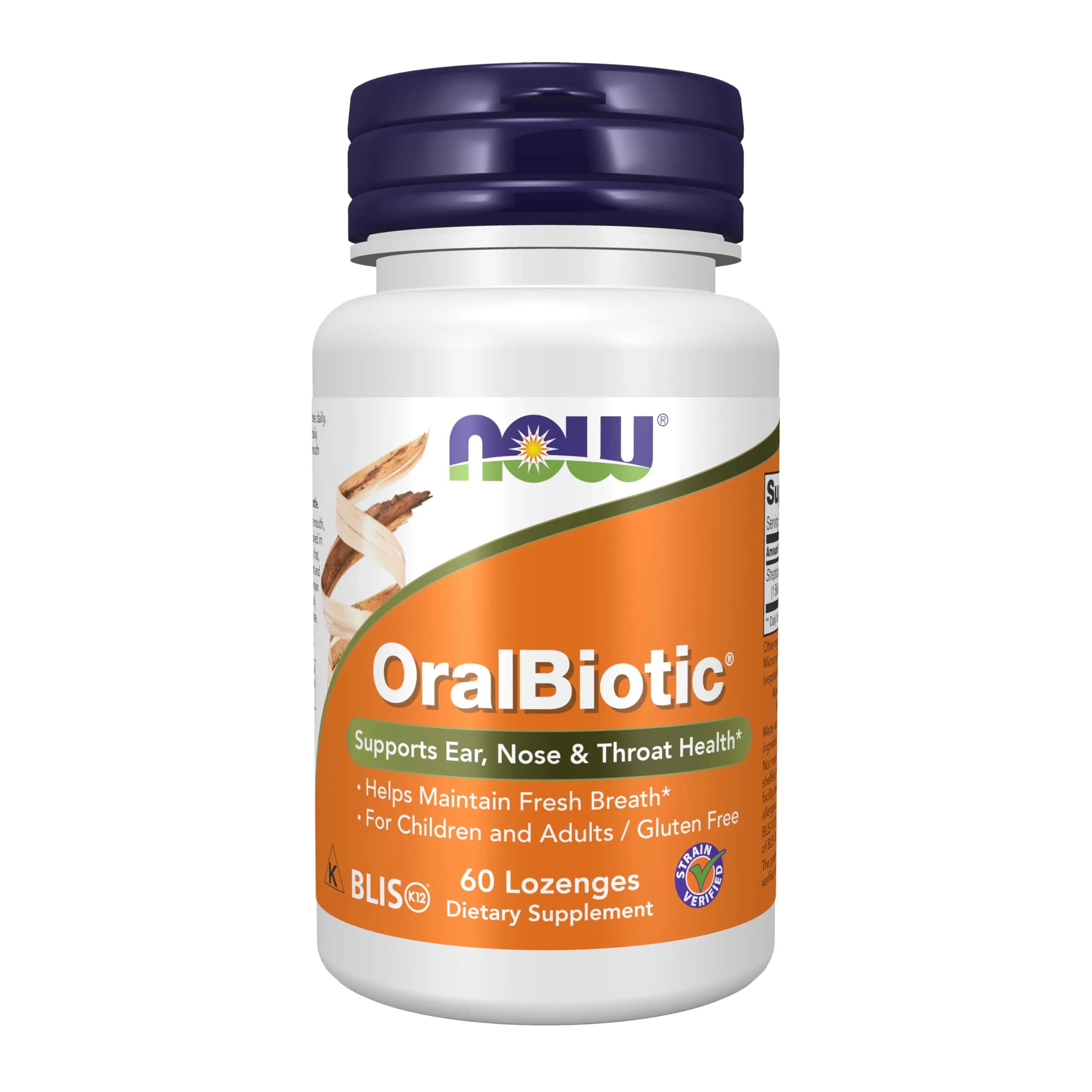NOW OralBiotic™ 60 Lozenges | Supports Mouth & Throat Health, Adults & Kids — Light Pink W/Speckles