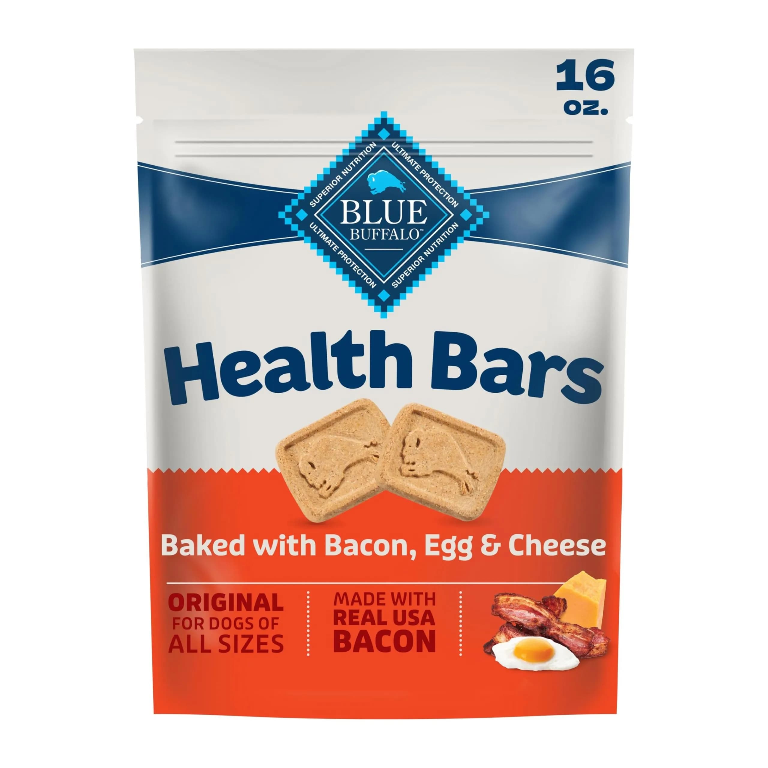 Blue Buffalo Health Bars Bacon Egg & Cheese Dog Biscuits 454g (16 oz) | Oven-Baked Crunchy Treats for All Breeds - main product image
