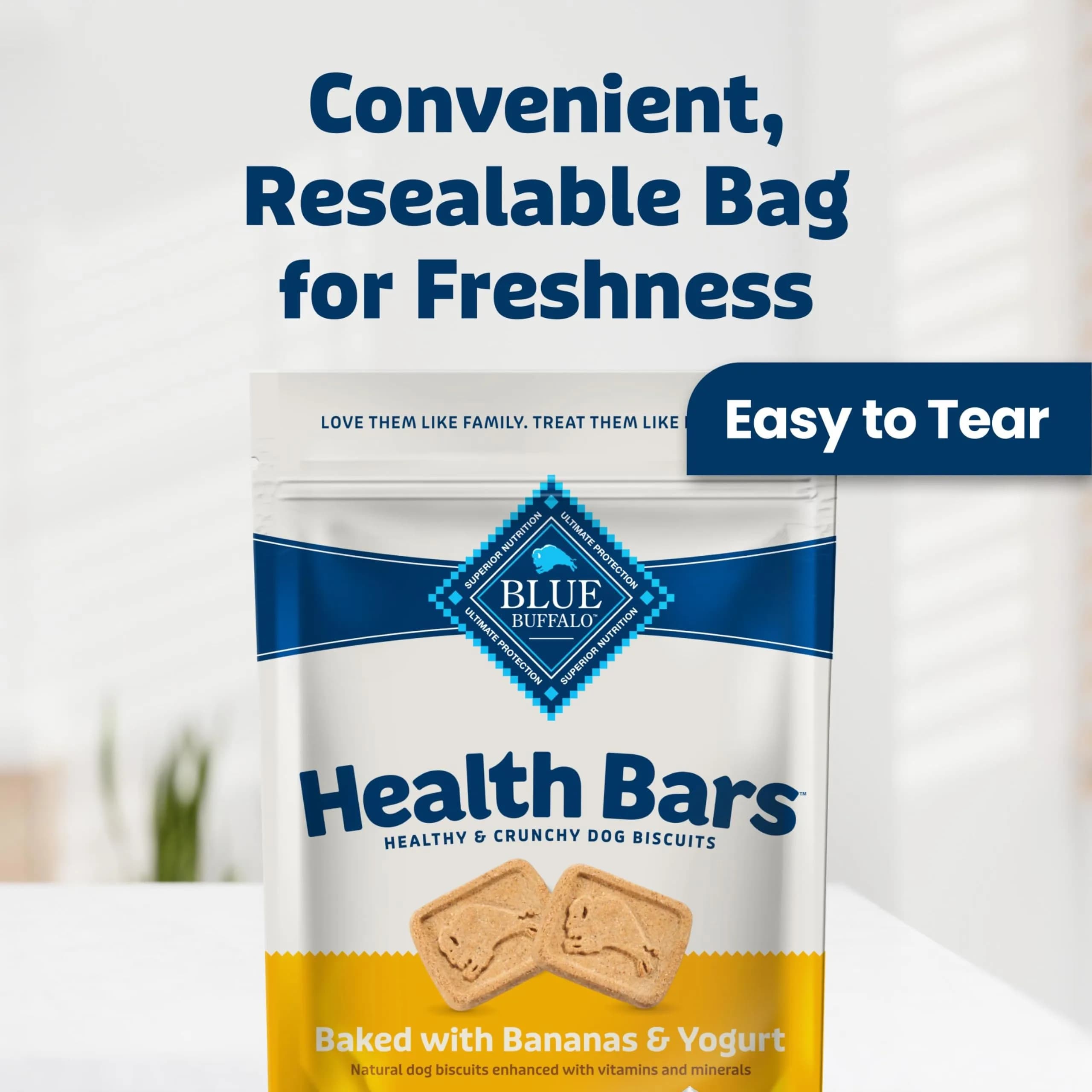 Blue Buffalo Health Bars Bananas & Yogurt Dog Biscuits 454g (16 oz) | Oven-Baked Crunchy Treats for All Breed Sizes - view 4