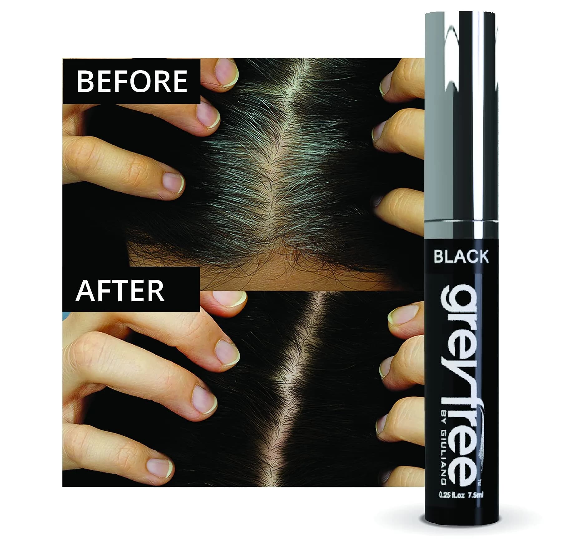 Greyfree Hair Mascara Root Touch-Up for Gray Hair & Brows | Black | 0.7 oz (20 ml) | Natural-Looking Temporary Coverage thumbnail 7