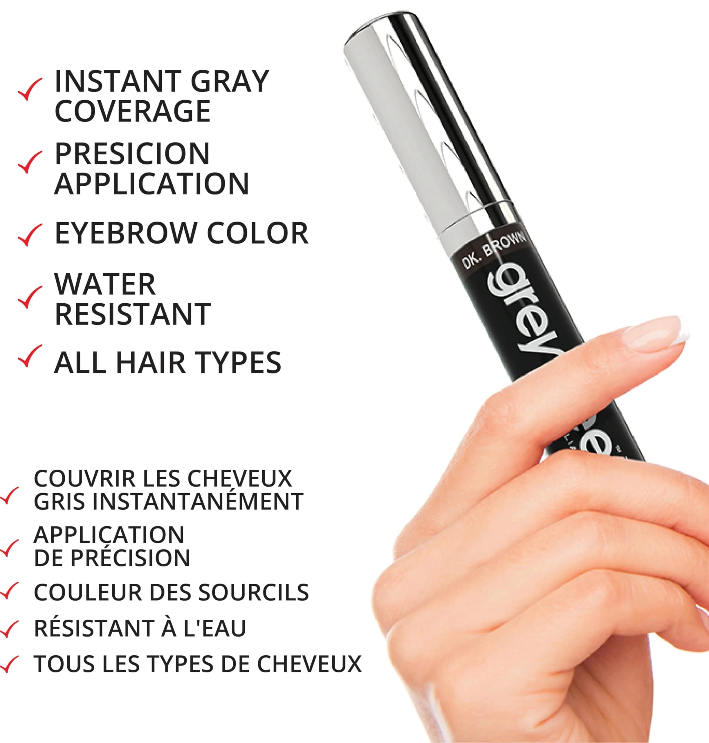 Greyfree Hair Mascara Root Touch-Up for Gray Hair & Brows | Black | 0.7 oz (20 ml) | Natural-Looking Temporary Coverage thumbnail 8