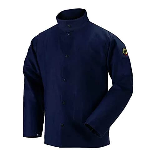 Black Stallion FN9-30C 30" 9oz Navy FR Cotton Welding Jacket, Large | Flame-Resistant Cotton Workwear thumbnail 1