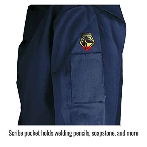 Black Stallion FN9-30C 30" 9oz Navy FR Cotton Welding Jacket, Large | Flame-Resistant Cotton Workwear thumbnail 5