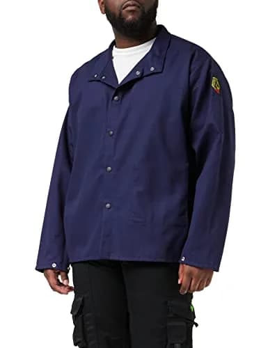 Black Stallion FN9-30C 30" 9oz Navy FR Cotton Welding Jacket, Large | Flame-Resistant Cotton Workwear thumbnail 2