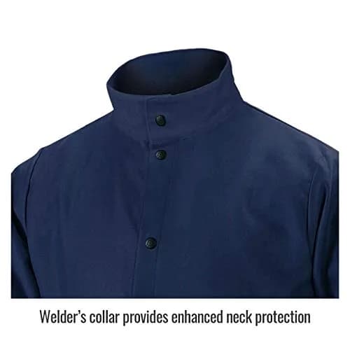 Black Stallion FN9-30C 30" 9oz Navy FR Cotton Welding Jacket, Large | Flame-Resistant Cotton Workwear thumbnail 3