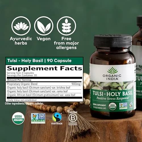 ORGANIC INDIA Tulsi Holy Basil Capsules, 90 Capsules | Vegan, Organic, Immune Support thumbnail 6