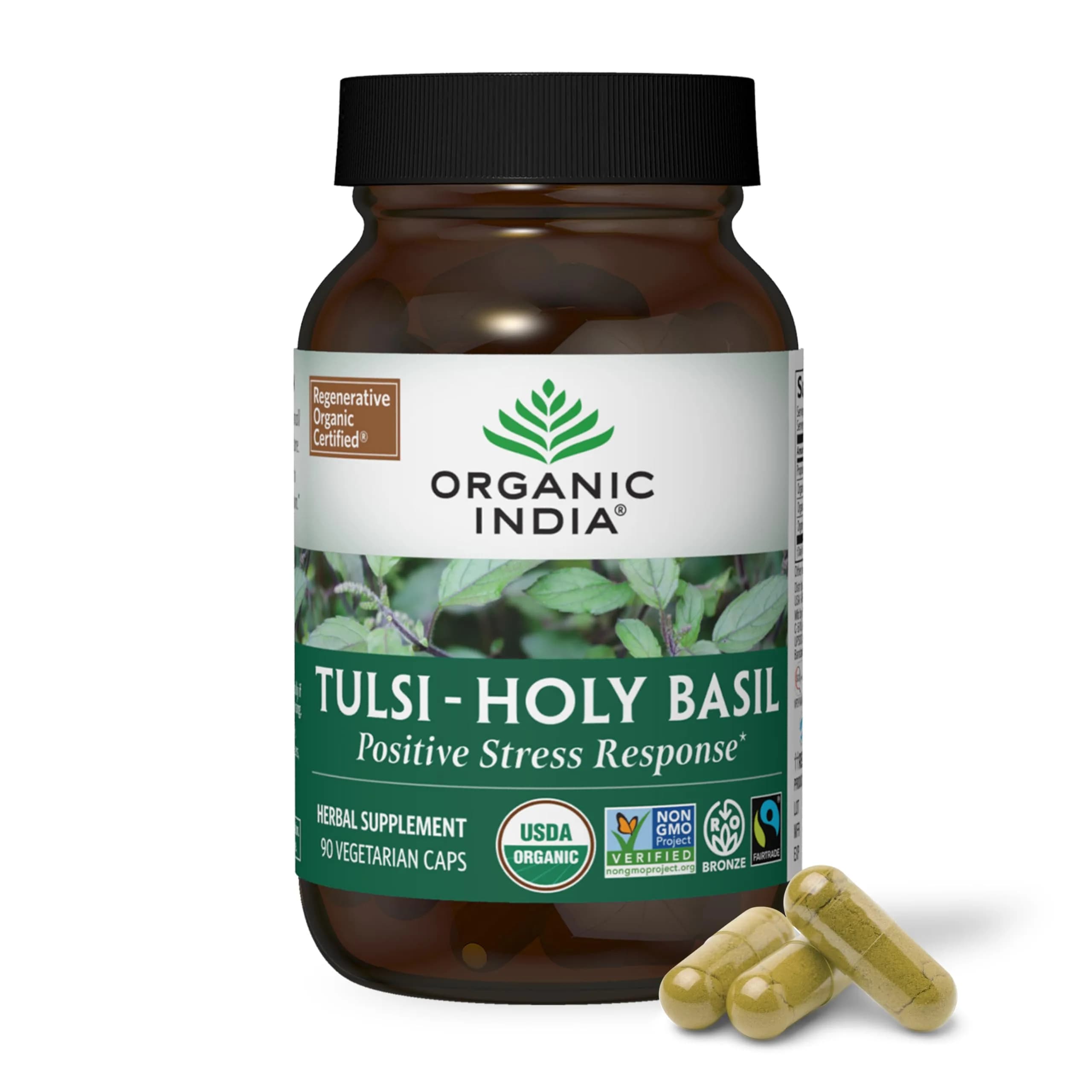 ORGANIC INDIA Tulsi Holy Basil Capsules, 90 Capsules | Vegan, Organic, Immune Support