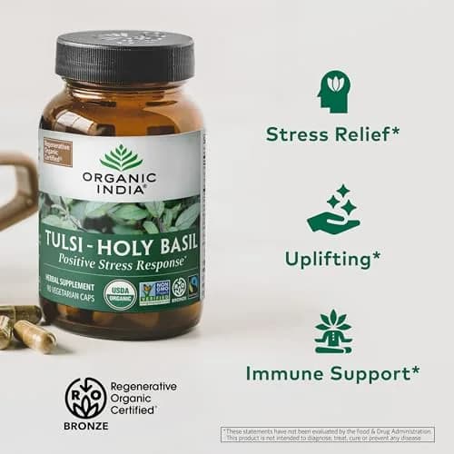 ORGANIC INDIA Tulsi Holy Basil Capsules, 90 Capsules | Vegan, Organic, Immune Support thumbnail 3