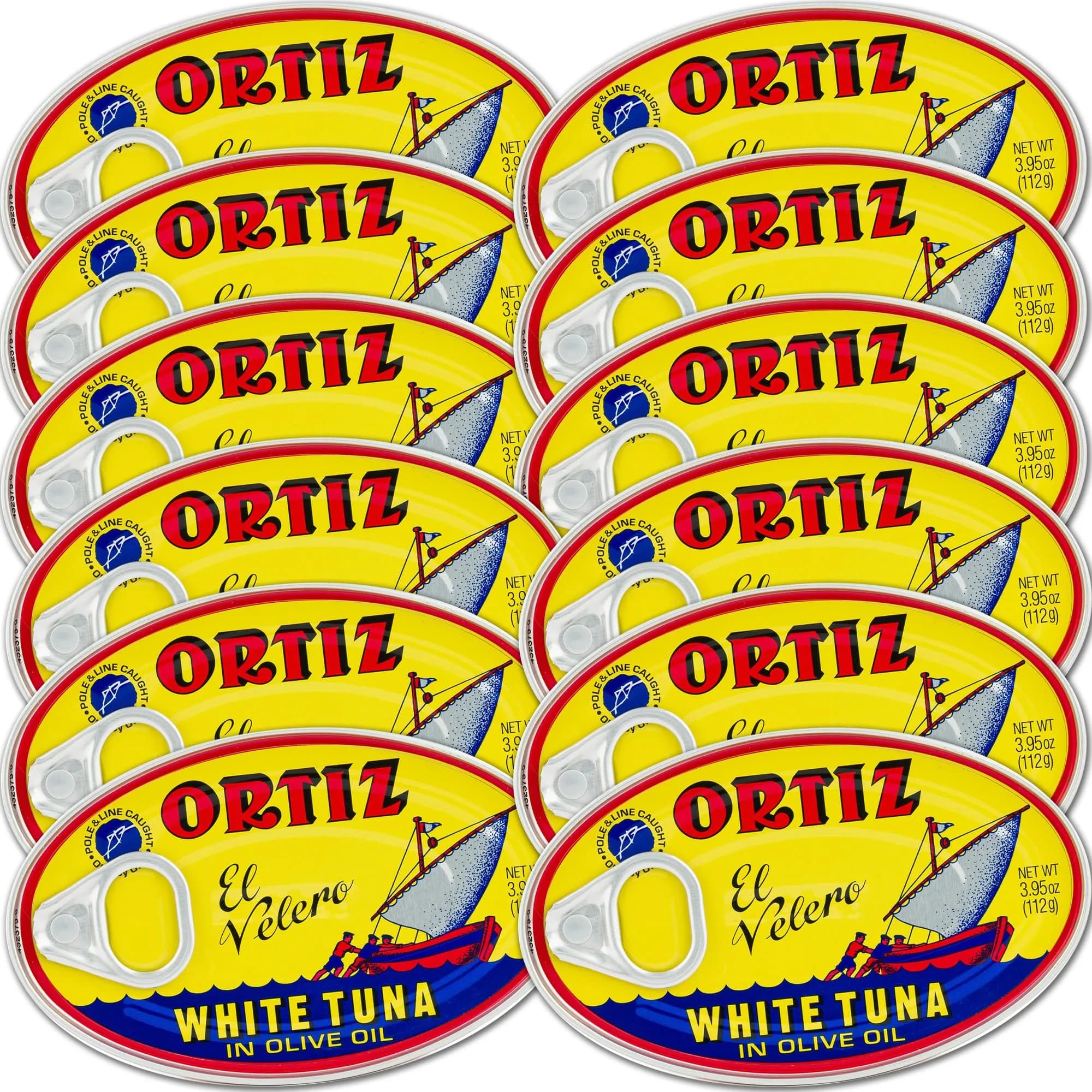 Ortiz White Tuna in Olive Oil, Fresh Tender Slices, Spanish Wild Caught Tuna, High in Protein and Omega 3 Fats, Excellent in Salad, Pasta or Sandwiches - No Need to Add Mayo, 3.95oz Can (Pack of 12) - main product image