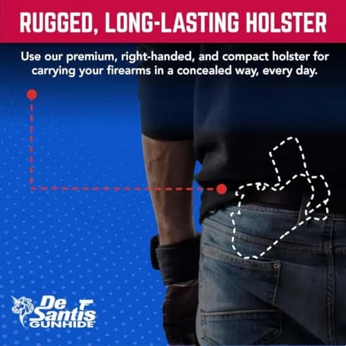DeSantis Small of Back (S.O.B.) OWB Gun Holster - Right Hand Draw, Black | Discreet Concealed Carry for 1911 Models thumbnail 4