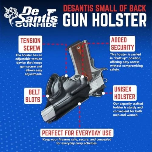 DeSantis Small of Back (S.O.B.) OWB Gun Holster - Right Hand Draw, Black | Discreet Concealed Carry for 1911 Models thumbnail 6