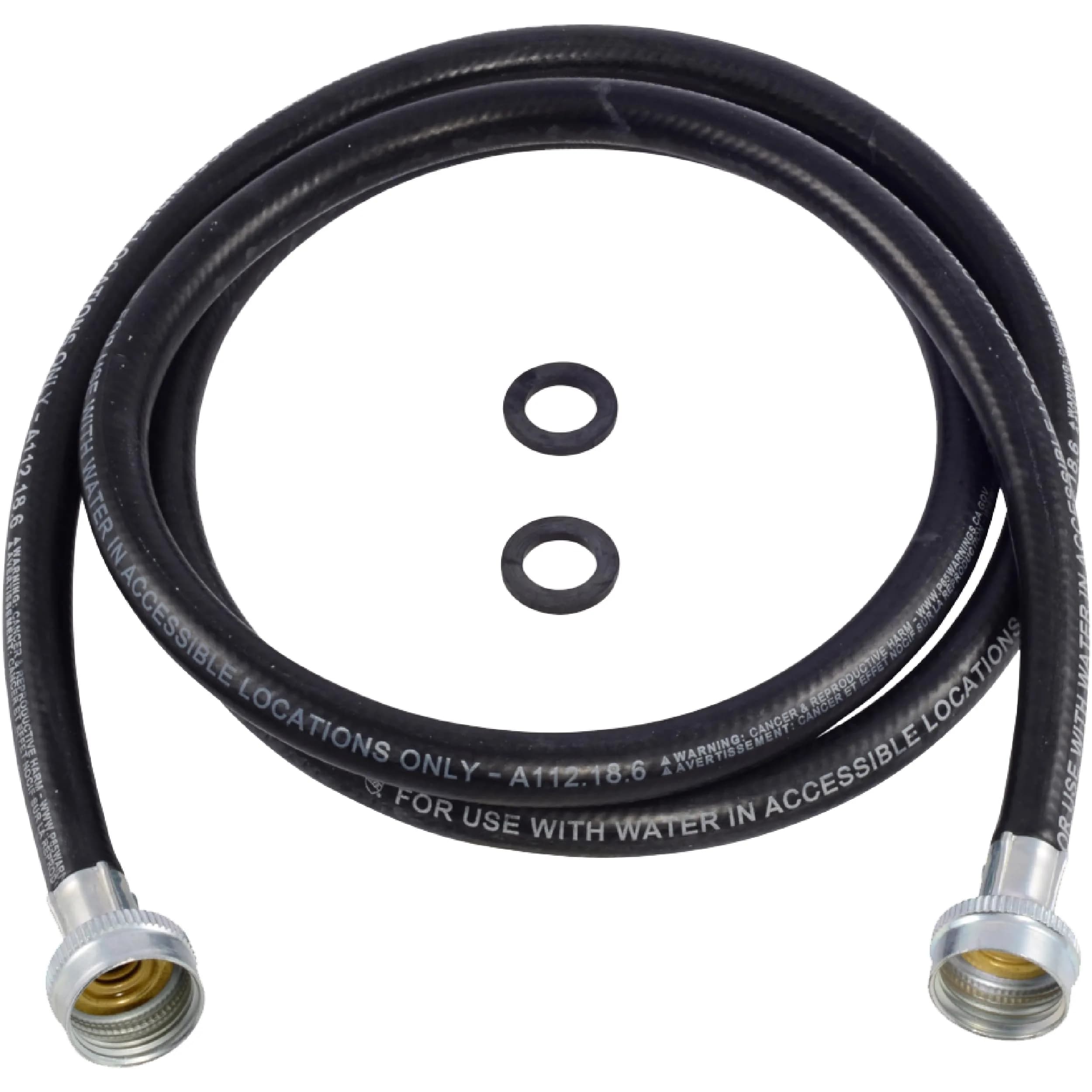 Eastman 6 ft Rubber Washing Machine Hose | Durable, High-Pressure, Black Rubber (70-120 chars)