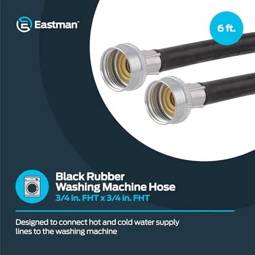 Eastman 6 ft Rubber Washing Machine Hose | Durable, High-Pressure, Black Rubber (70-120 chars) thumbnail 2