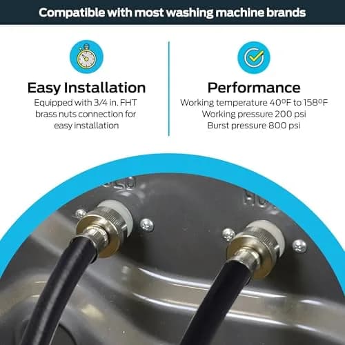 Eastman 6 ft Rubber Washing Machine Hose | Durable, High-Pressure, Black Rubber (70-120 chars) thumbnail 3