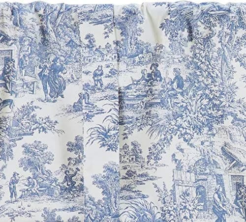 Ellis Curtain Victoria Park Toile Tie-Up Valence Window Curtain, Blue 152cm (60"W) x 61cm (24"L) | Light-Filtering Cotton Fabric thumbnail 2