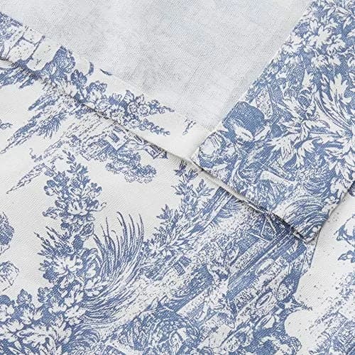 Ellis Curtain Victoria Park Toile Tie-Up Valence Window Curtain, Blue 152cm (60"W) x 61cm (24"L) | Light-Filtering Cotton Fabric thumbnail 3