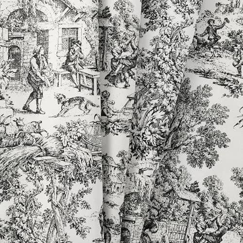 Ellis Curtain Victoria Park Toile Bathroom Shower Curtain, Black 1.8m x 1.8m | Timeless French Country Style thumbnail 4
