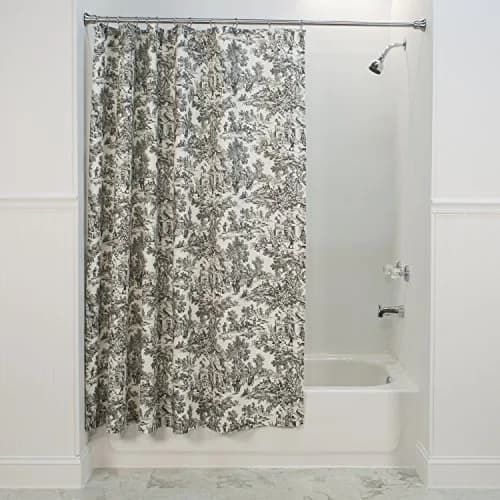 Ellis Curtain Victoria Park Toile Bathroom Shower Curtain, Black 1.8m x 1.8m | Timeless French Country Style thumbnail 2