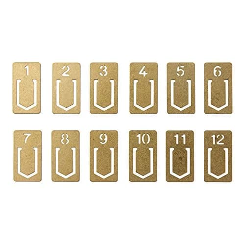 Midori Brass Clip Number (12-Pack, Gold) | 0.38 cm (0.15 inches) | Made from Solid Brass thumbnail 1