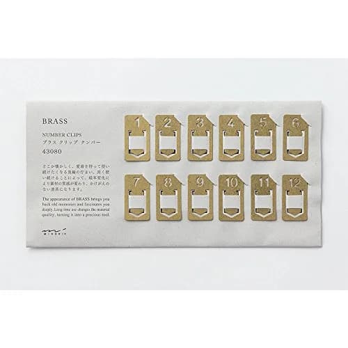 Midori Brass Clip Number (12-Pack, Gold) | 0.38 cm (0.15 inches) | Made from Solid Brass thumbnail 2
