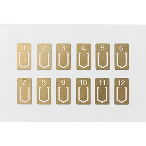 Midori Brass Clip Number (12-Pack, Gold) | 0.38 cm (0.15 inches) | Made from Solid Brass thumbnail 3