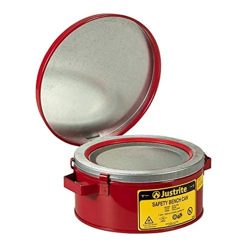 Justrite 10375 1 Gallon Red Safety Bench Can | FM Approved Metal Container for Solvent Cleaning thumbnail 2