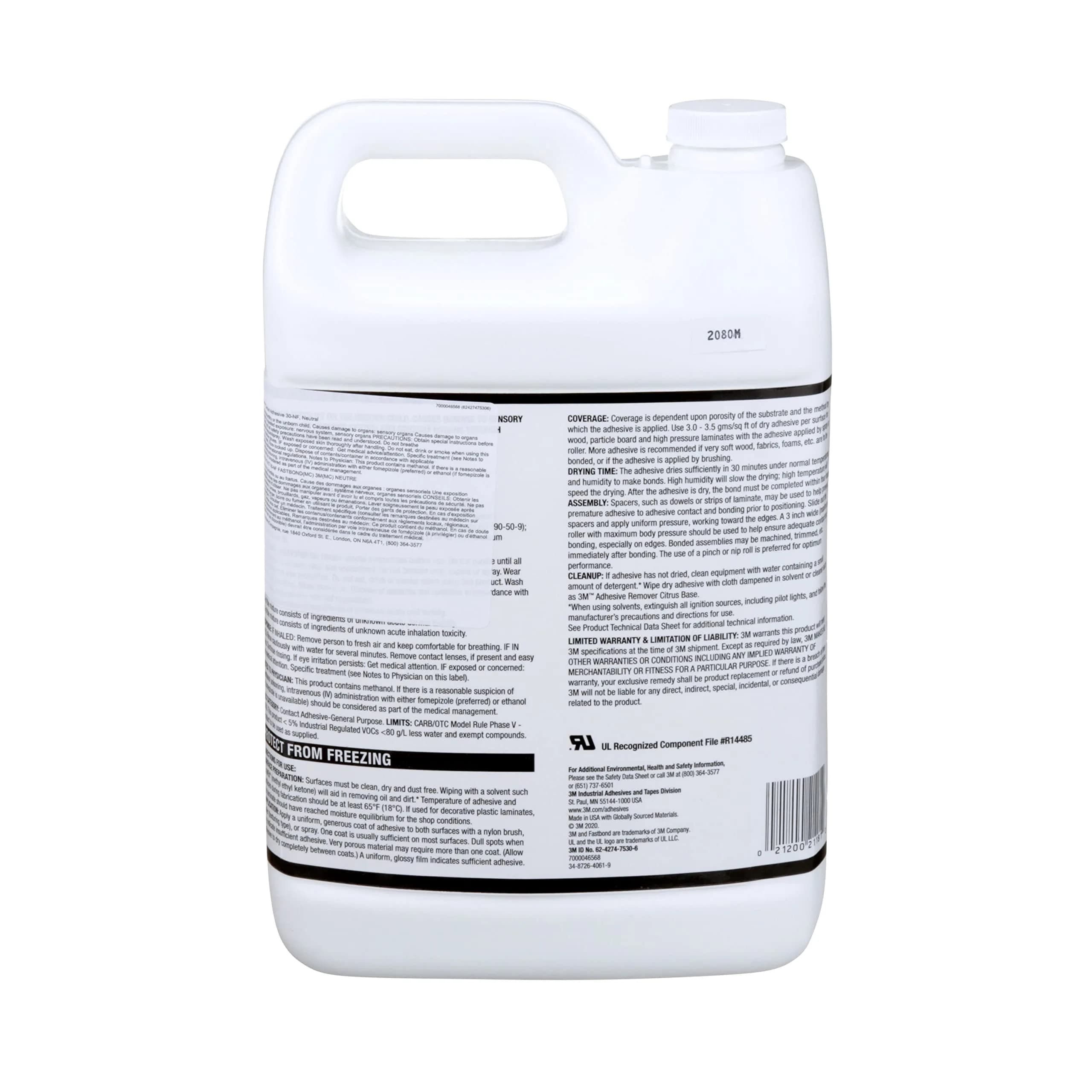 3M Fastbond Contact Adhesive 30NF, Neutral, 3.78 L (1 Gallon) | Low Odor, Water-Based, High Strength - view 8