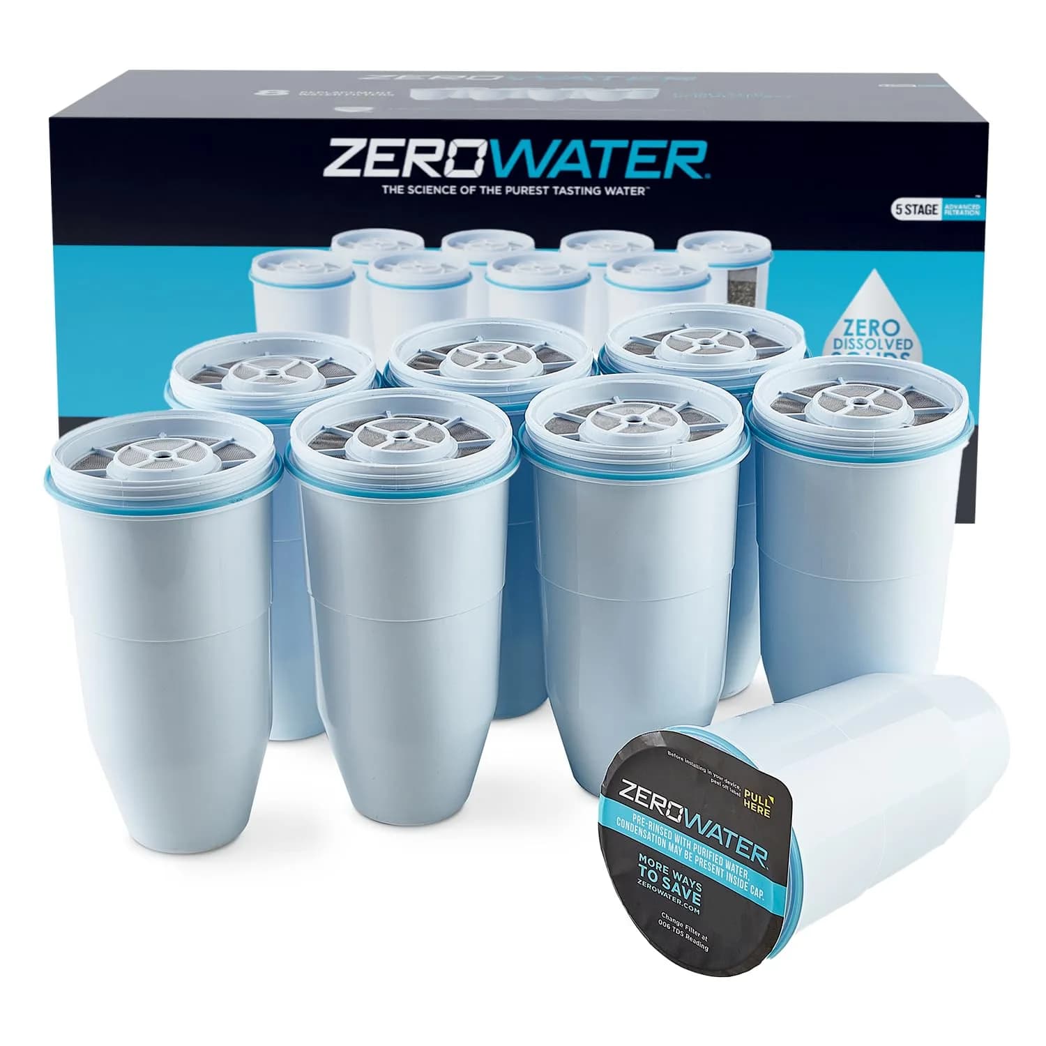 ZeroWater Official Replacement Water Filter 8-Pack | Removes PFOA/PFOS, Lead, Mercury - main product image
