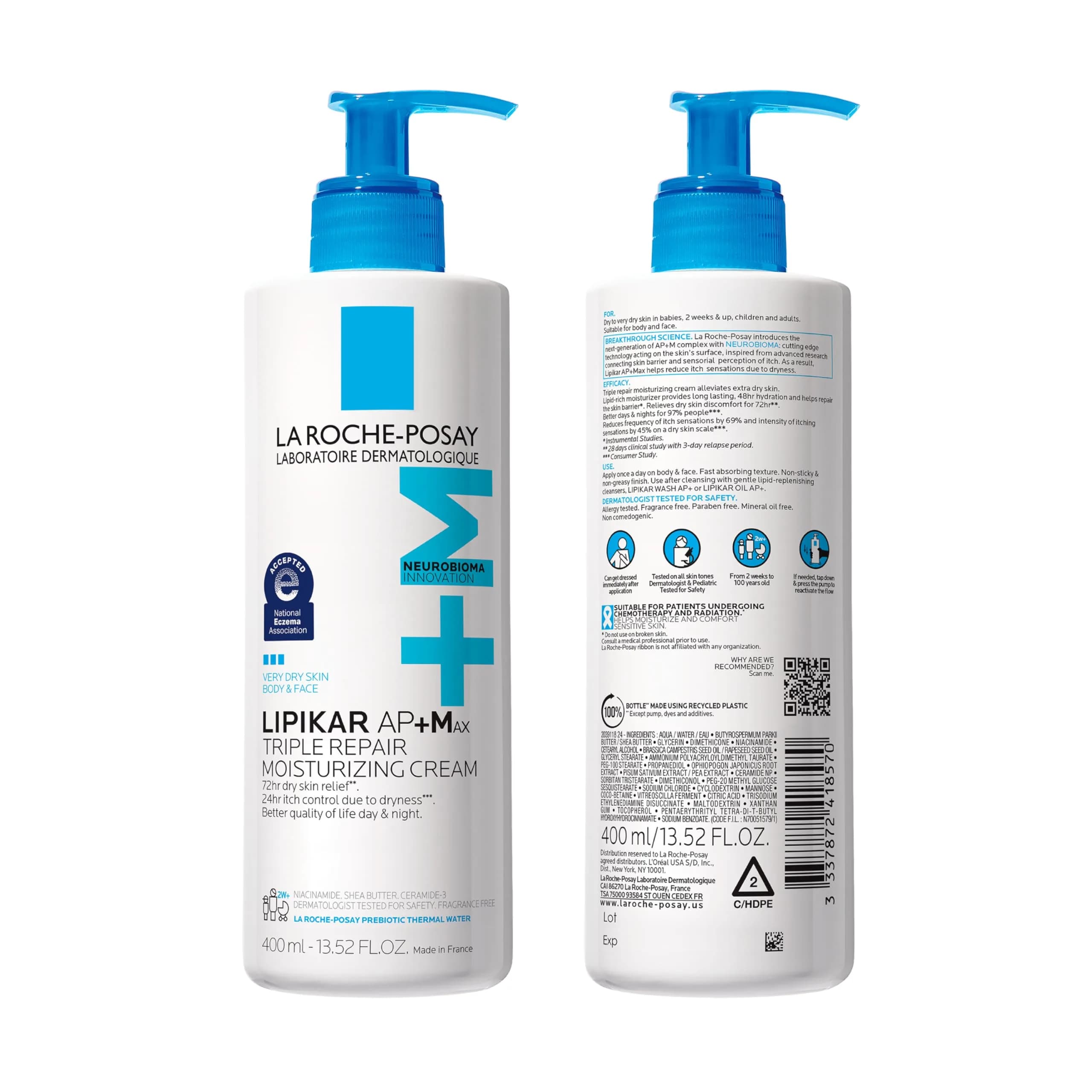 La Roche-Posay Lipikar AP+MAX Triple Repair Moisturizing Cream, Face & Body Lotion for Dry Skin, 13.5 Fl Oz (Pack of 1) - view 6