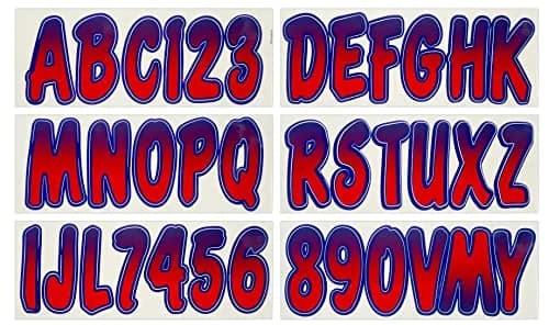 Hardline Products Series 200 Boat Registration Numbers & Letters Decal Kit – 3 Inch Red/Purple Gradient – 146 Total Decals thumbnail 1