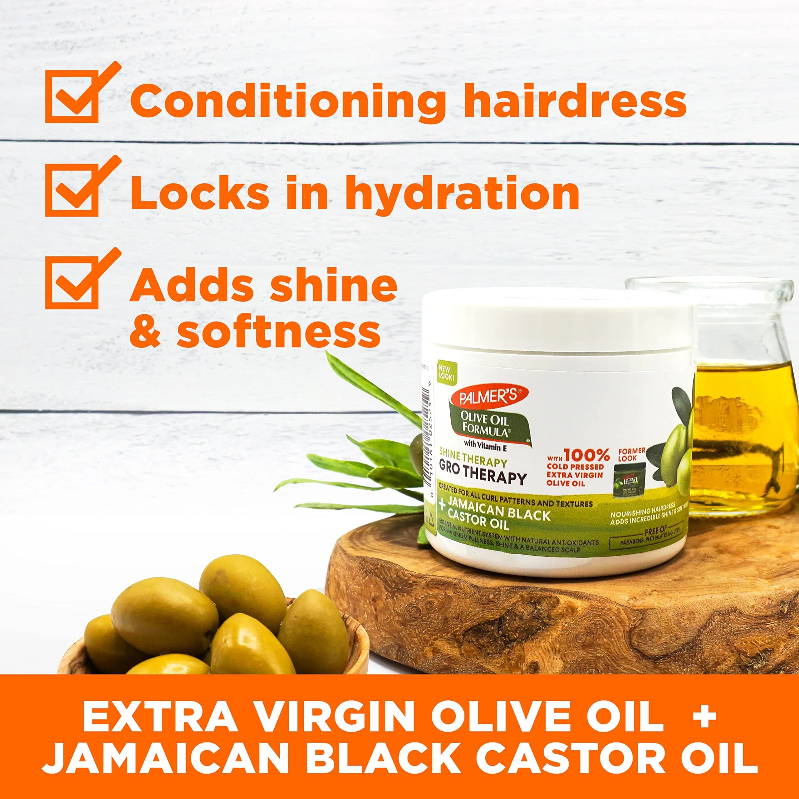 Palmer's GRO Shine Therapy Hairdress Olive Oil Formula 156 g (5.25 oz) | Therapeutic Balm for Softness and Manageability - view 3