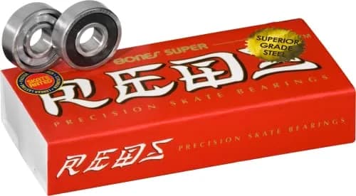 Bones Super Reds Bearings 8mm 16 Pack | High-Speed Nylon Retainer & Removable Shields thumbnail 1