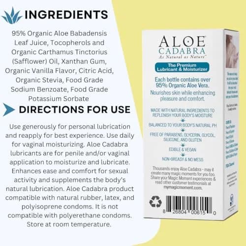 Aloe Cadabra Tahitian Vanilla Flavored Vaginal Moisturizer 74ml (2.5 Fl Oz) | Organic Edible Aloe Lube thumbnail 3