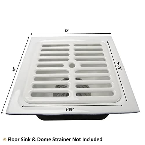 GSW Cast Iron Porcelain Floor Sink Top Grate with Ceramic Surface 9-⅜” x 9-⅜” | Perfect for Restaurant & Bar (Full Size) thumbnail 5