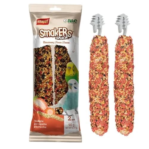 Vitapol Strawberry Treat Sticks for Parakeets & Budgies, 2 Pack | 2.86 oz (81 g) Bird Treat Sticks thumbnail 1