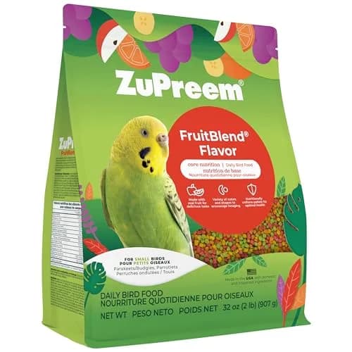 ZuPreem FruitBlend Parakeet & Budgie Food 907g (2 lb) | Complete Daily Nutrition for Small Birds — 2 Pound