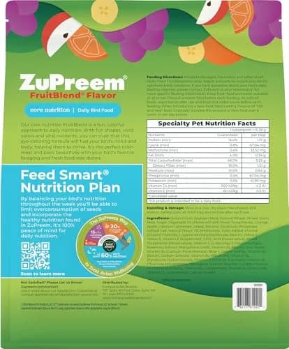ZuPreem FruitBlend Parakeet & Budgie Food 907g (2 lb) | Complete Daily Nutrition for Small Birds thumbnail 8