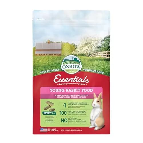 Oxbow Essentials Adult Rabbit Food with Timothy Hay Pellets 2.27 kg (5 lb) | Complete Nutrition for Adult Rabbits — 5 Pound / Young