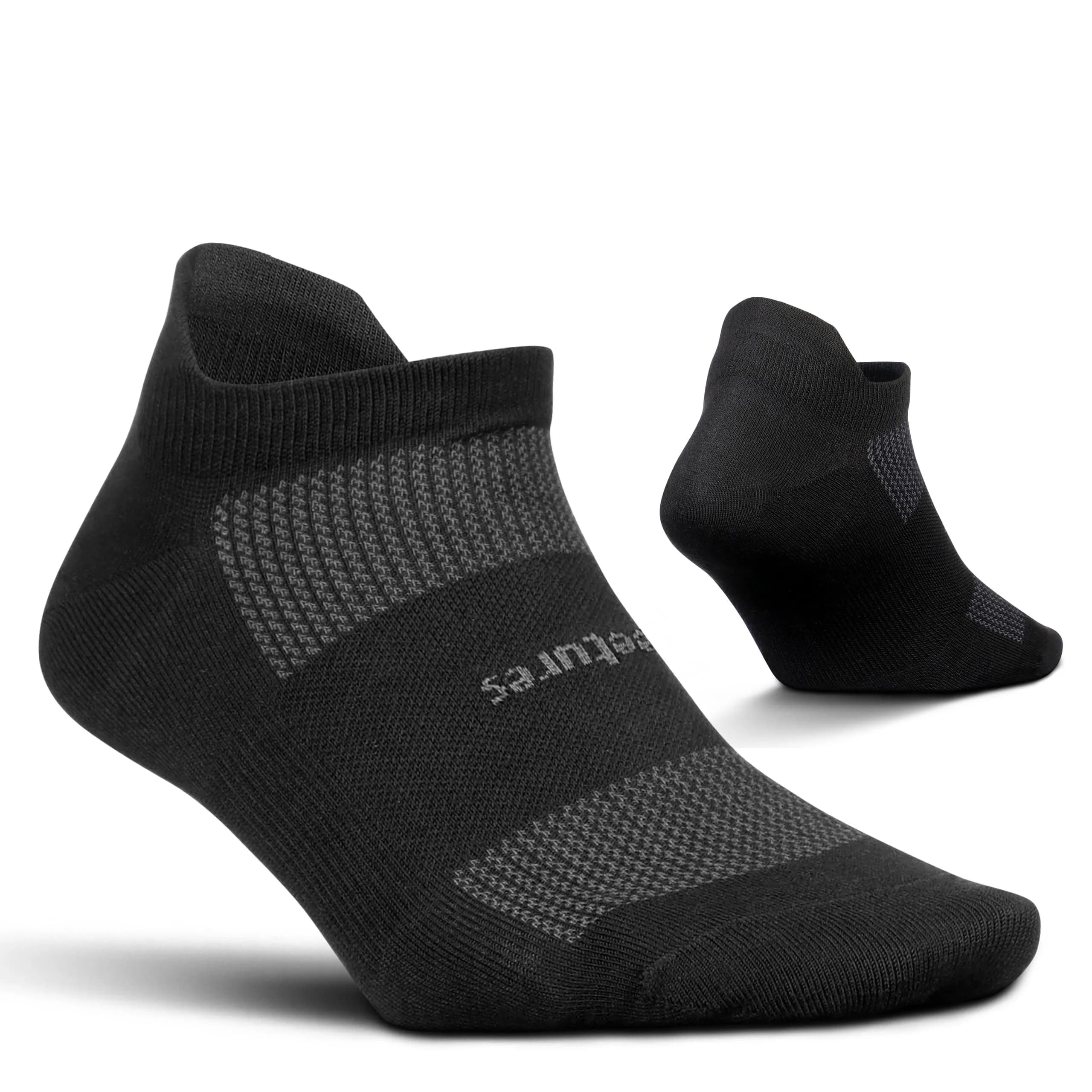 Feetures High Performance Ultra Light No Show Tab Socks, Black, Large | Supportive, Moisture-Wicking, Ankle Fit — Black (1 Pair)